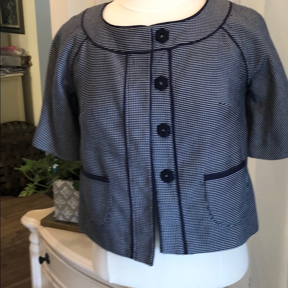 ANN TAYLOR LOFT SZ2P NAVY/WHITE JACKET - Picture 2 of 7